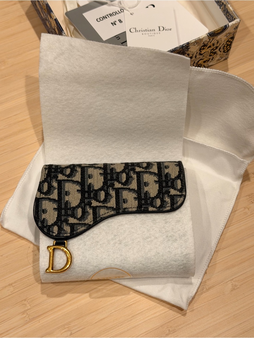Dior Lotus Saddle Wallet 100% Authentic